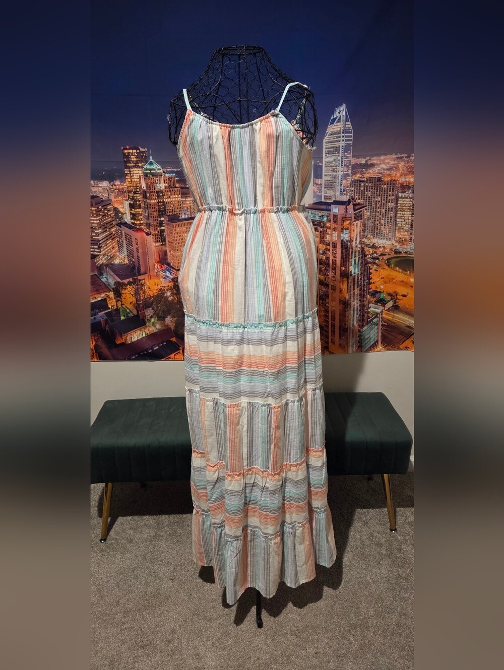 Striped Pastel Maxi Dress - Multicolor